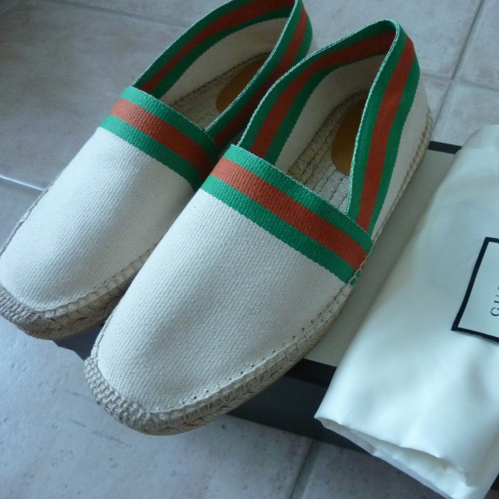 GUCCI 'Alejandro' Men's Web Espadrilles (8G) - NEW